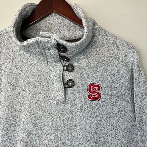 Champion Elite Men's XL Gray NC State Buttoned Standing Collar Pullover Sweater